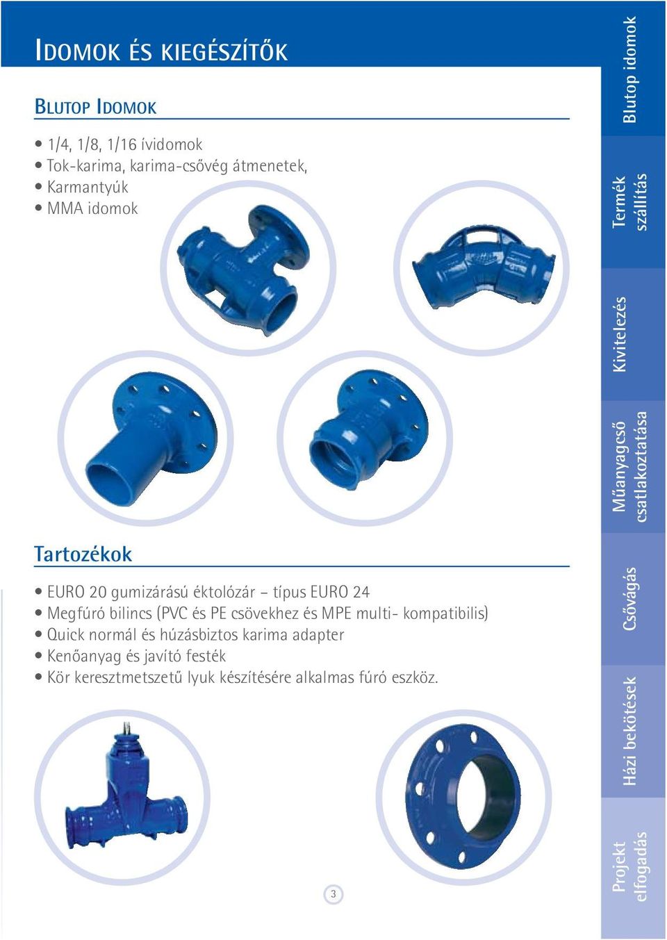 EURO 24 Megfúró bilincs (PVC és PE csövekhez és MPE multi- kompatibilis) Quick normál és húzásbiztos karima adapter