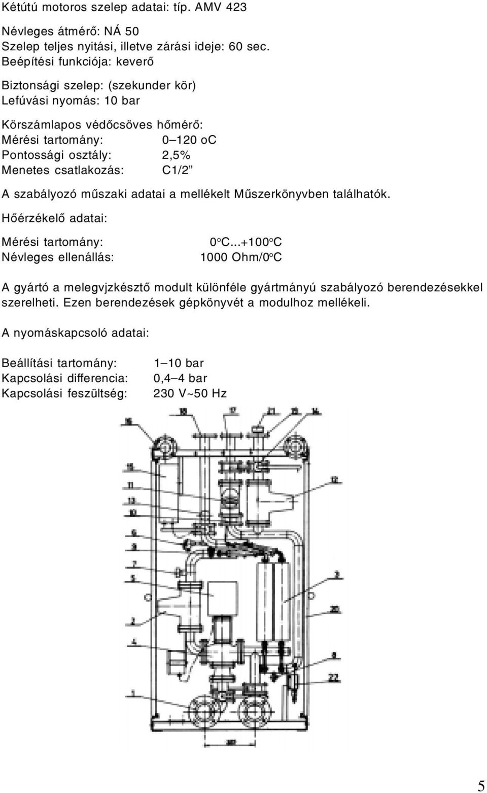 csatlakozás: C1/2 A szabályozó mûszaki adatai a mellékelt Mûszerkönyvben találhatók. Hôérzékelô adatai: Mérési tartomány: 0 o C.