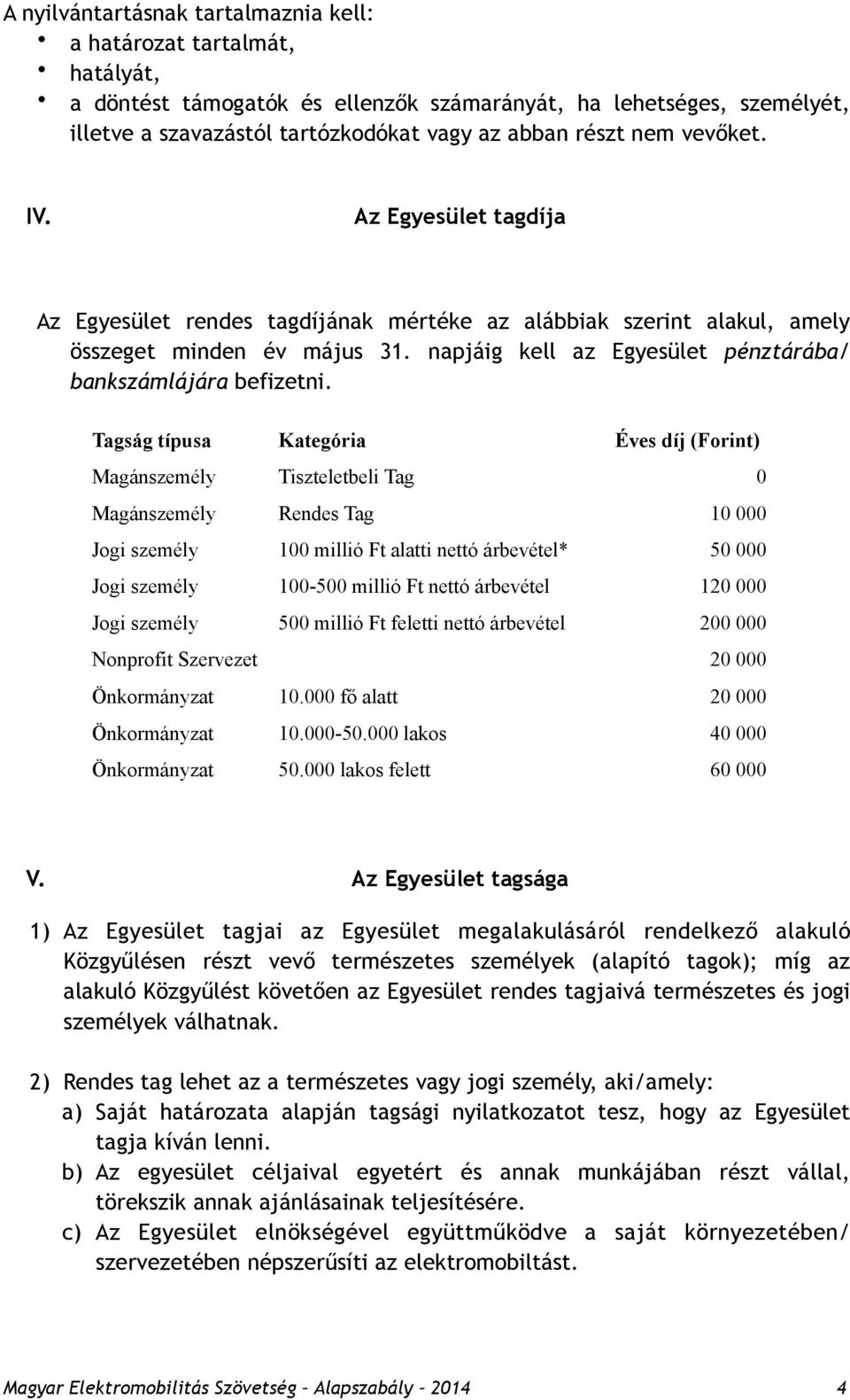 napjáig kell az Egyesület pénztárába/ bankszámlájára befizetni.