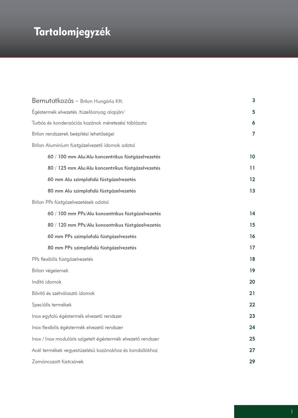 mm Alu/Alu koncentrikus füstgázelvezetés 10 80 / 125 mm Alu/Alu koncentrikus füstgázelvezetés 11 60 mm Alu szimplafalú füstgázelvezetés 12 80 mm Alu szimplafalú füstgázelvezetés 13 Brilon PPs