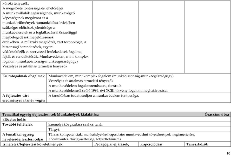 foglalkozással összefüggő megbetegedések megelőzésének érdekében.