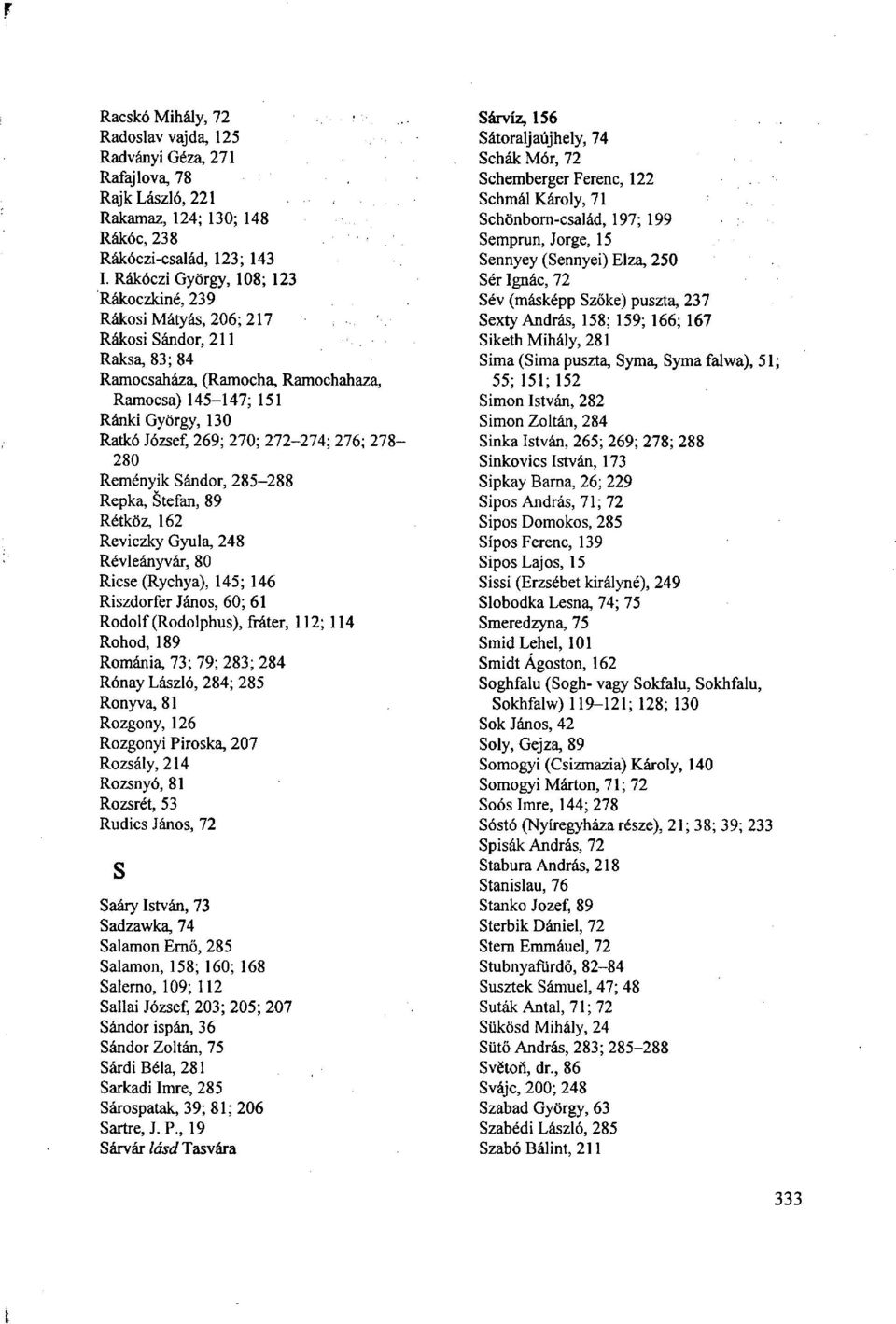 272-274; 276; 278-280 Reményik Sándor, 285-288 Repka, Stefan, 89 Rétköz, 162 Reviczky Gyula, 248 Révleányvár, 80 Ricse (Rychya), 145; 146 Riszdorfer János, 60; 61 Rodolf (Rodolphus), fráter, 112; 114