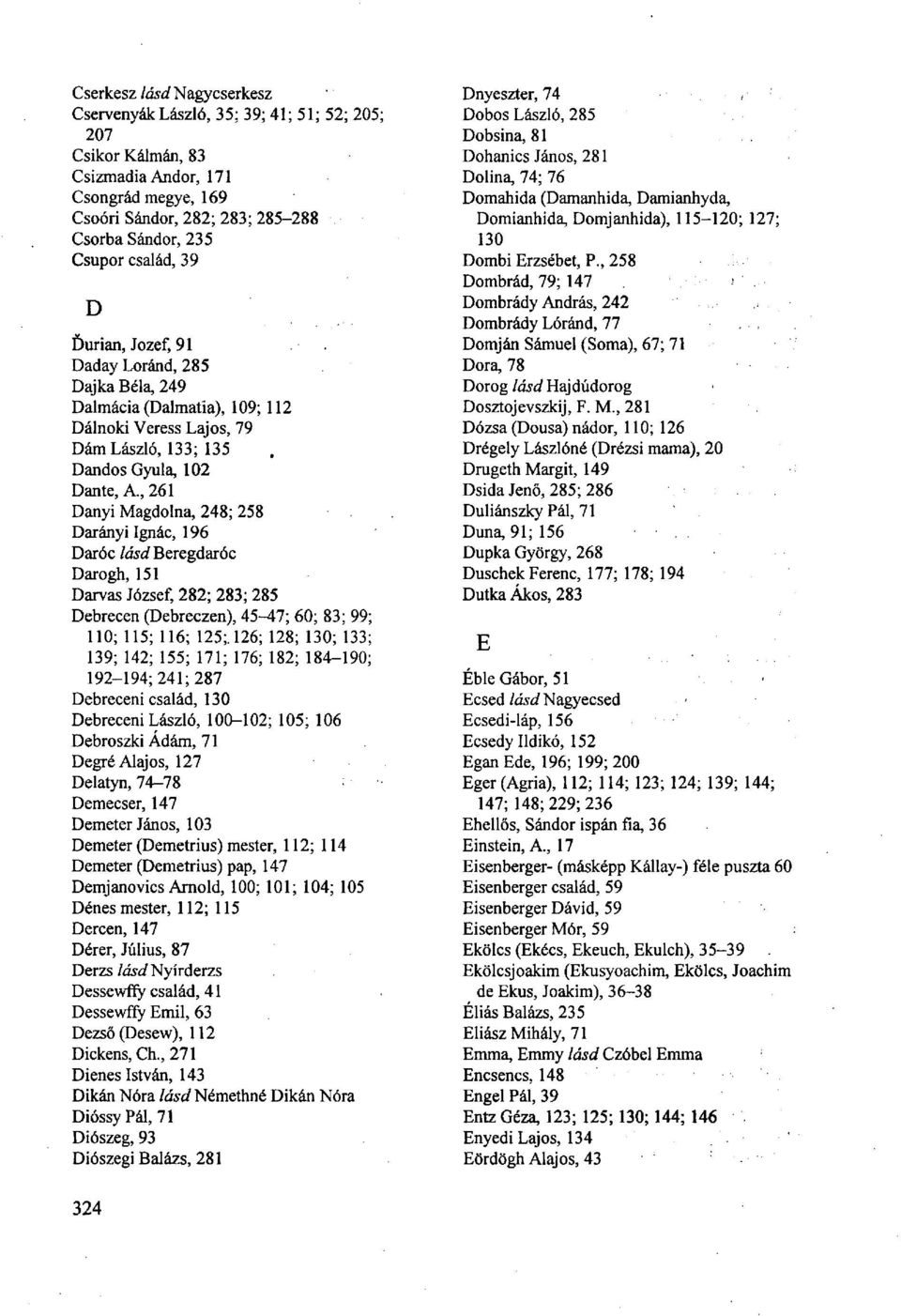 Darányi Ignác, 196 Daróc lásd Beregdaróc Darogh, 151 Darvas József, 282; 283; 285 Debrecen (Debreczen), 45-47; 60; 83; 99; 110; 115; 116; 125;.
