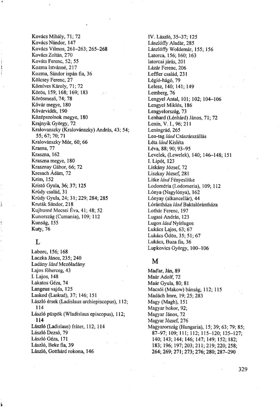 Mór, 60; 66 Krasna, 77 Kraszna, 162 Kraszna megye, 180 Krasznay Gábor, 66; 72 Kresach Ádám, 72 Krím, 152 Kristó Gyula, 36; 37; 125 Krúdy család, 31 Krúdy Gyula, 24; 31; 229; 284; 285 Kruták Sándor,