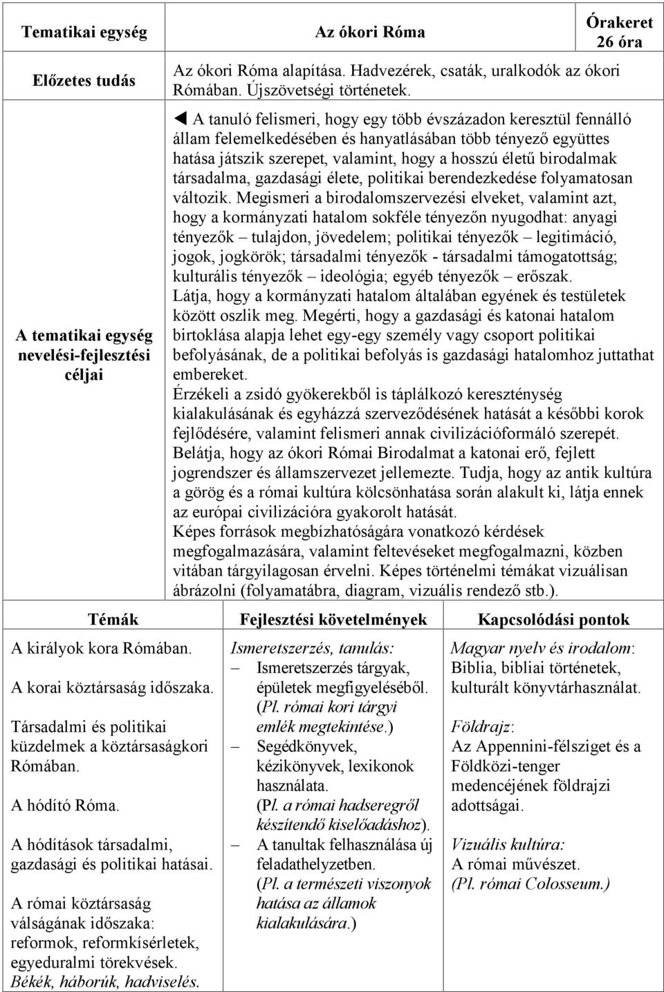 A tanuló felismeri, hogy egy több évszázadon keresztül fennálló állam felemelkedésében és hanyatlásában több tényező együttes hatása játszik szerepet, valamint, hogy a hosszú életű birodalmak