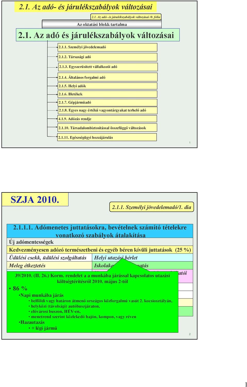 Társadalombiztosítással összefüggő változások 2.1.