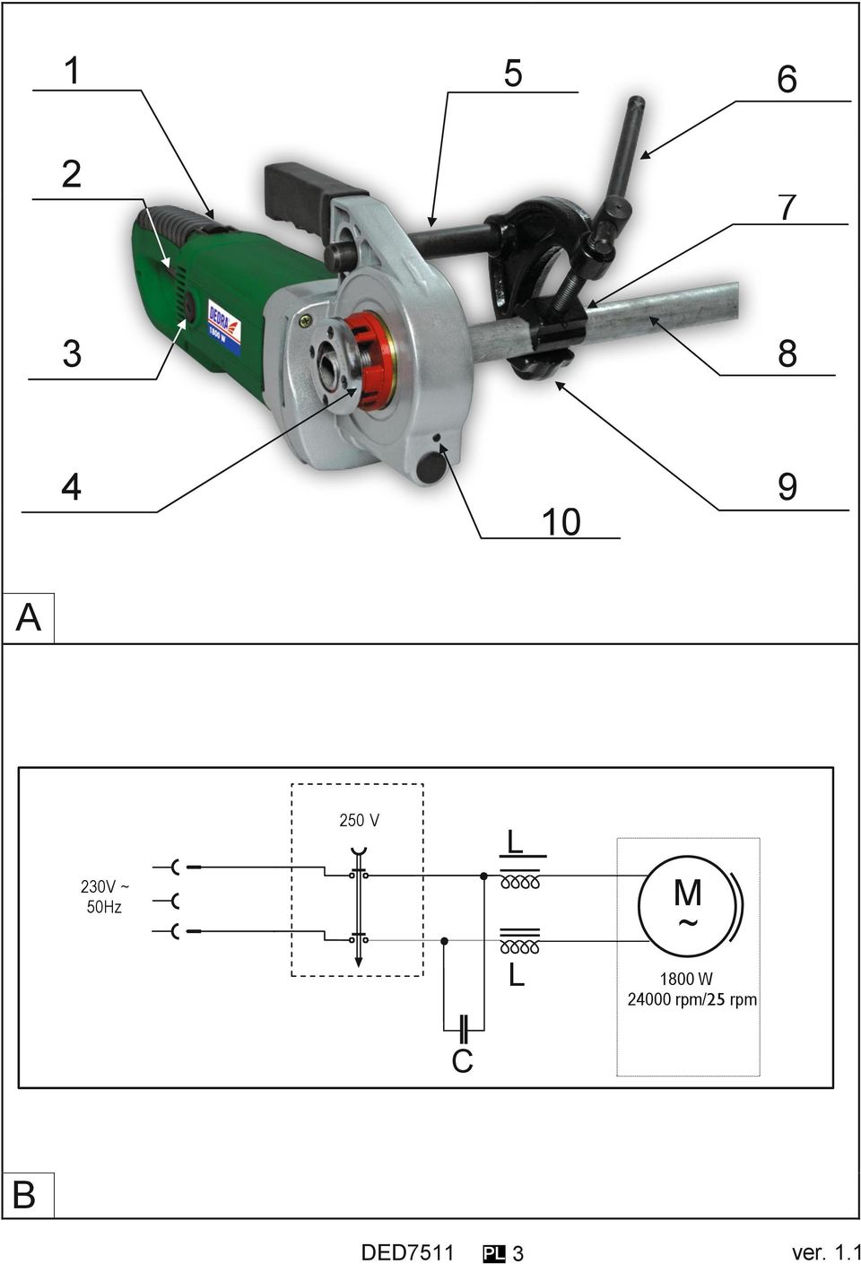 L 1800 W 24000 rpm/25