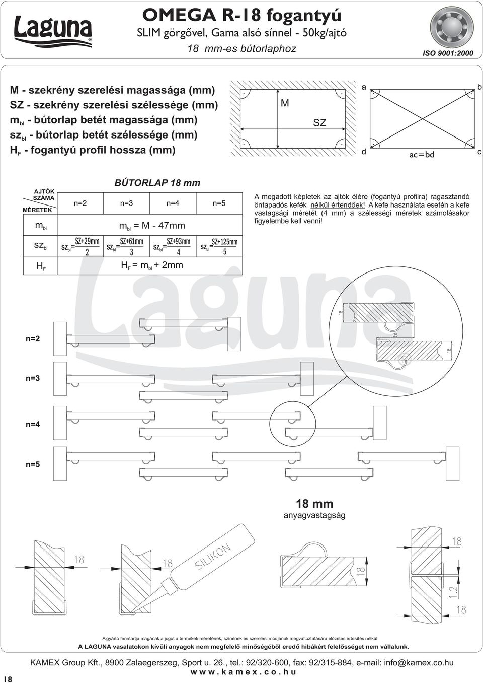 BÚTORLAP 18 mm m = - 7mm +61mm +9mm = = = m + mm +1mm = A megadott képletek az ajtók élére (fogantyú profilra) ragatandó öntapadós kefék