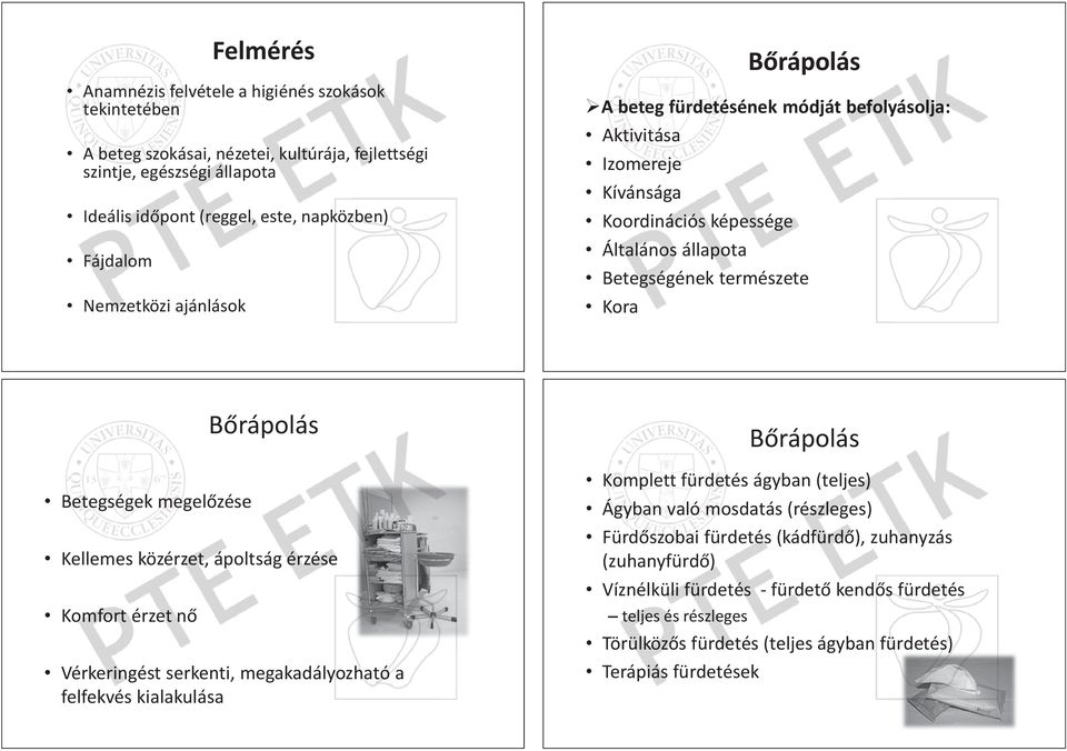 megel zése Kellemes közérzet, ápoltság érzése Komfort érzet n Vérkeringést serkenti, megakadályozható a felfekvés kialakulása rápolás Komplett fürdetés ágyban (teljes) Ágyban való mosdatás