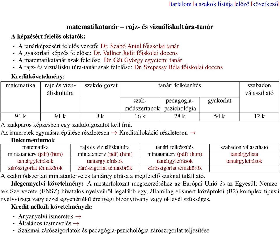 Gát György egyetemi tanár - A rajz- és vizuáliskultúra-tanár szak felelőse: Dr.