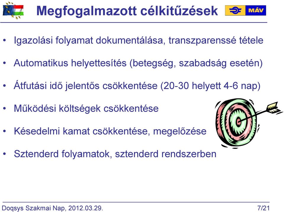 csökkentése (20-30 helyett 4-6 nap) Működési költségek csökkentése Késedelmi kamat