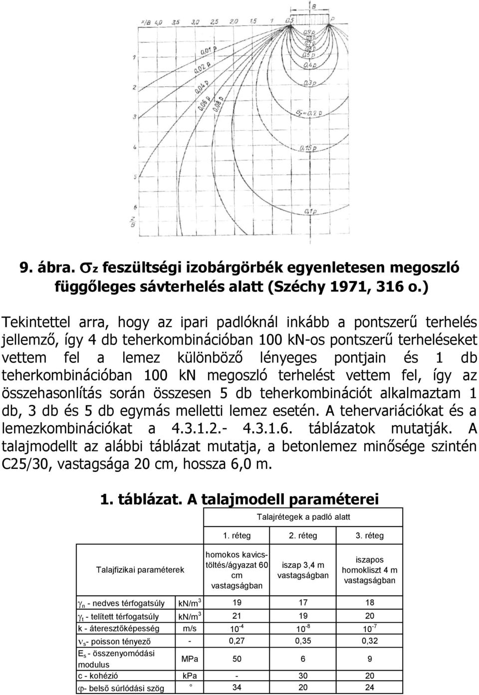 00 N megozló terhelét vettem fel, így az özehaonlítá orán özeen 5 db teherombinációt alalmaztam db, 3 db é 5 db egymá melletti lemez eetén. A tehervariációat é a lemezombinációat a 4.3..2.- 4.3..6.