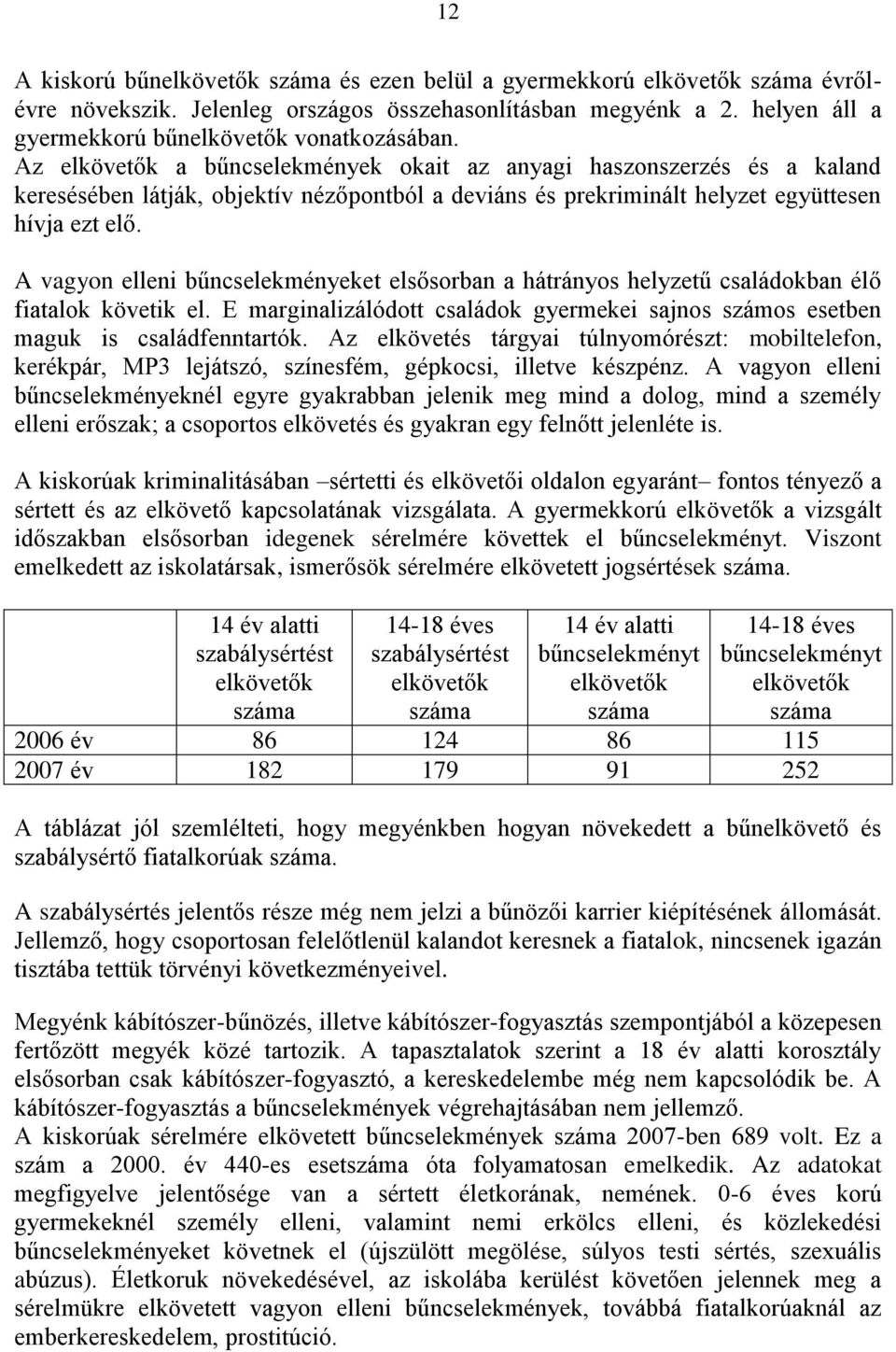 A vagyon elleni bűncselekményeket elsősorban a hátrányos helyzetű családokban élő fiatalok követik el. E marginalizálódott családok gyermekei sajnos számos esetben maguk is családfenntartók.