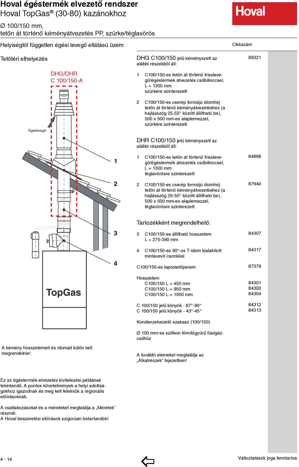 ólomhéj tetőn át történő kéményátvezetéshez (a hajlásszög 25-55 között állítható be), 500 x 500 mm-es alaplemezzel, szürkére szinterezett 89321 1 2 DHR C100/150 jelû kéményszett az alábbi részekbõl