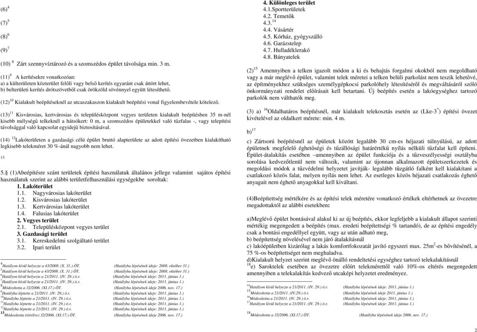 (12) 10 Kialakult beépítéseknél az utcaszakaszon kialakult beépítési vonal figyelembevétele kötelező.