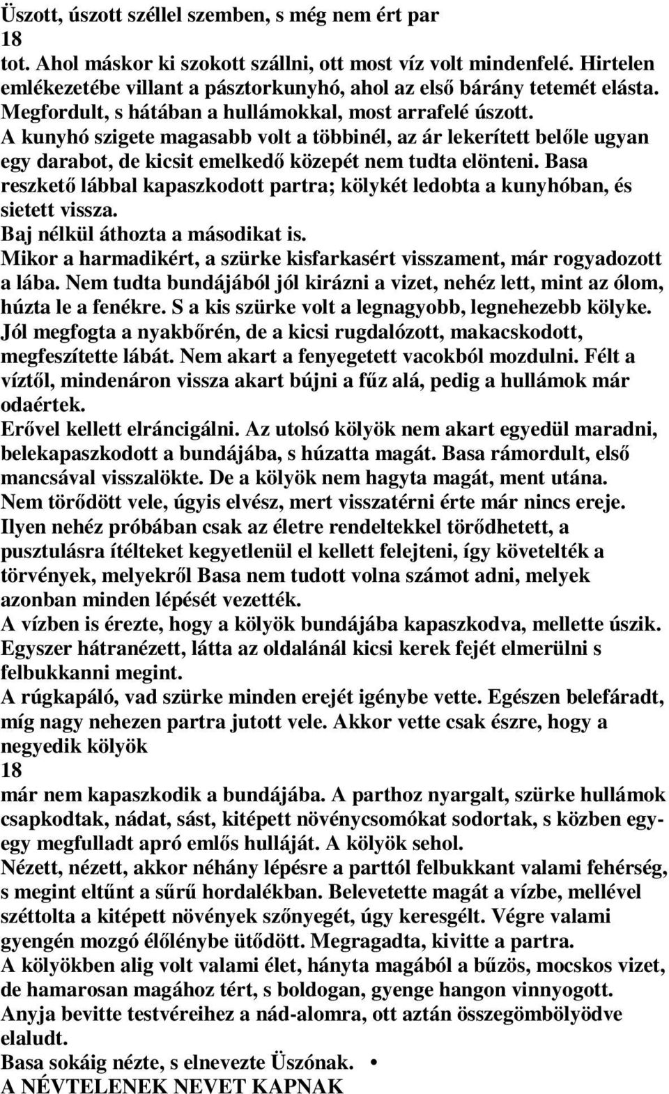 A kunyhó szigete magasabb volt a többinél, az ár lekerített belıle ugyan egy darabot, de kicsit emelkedı közepét nem tudta elönteni.