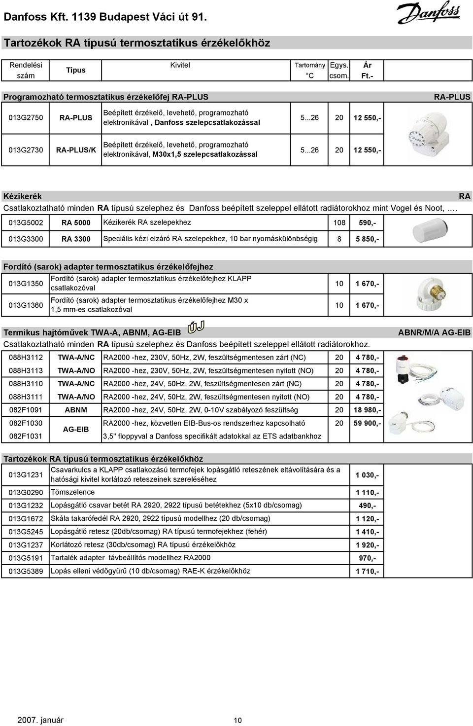 ..26 20 12 550,- Beépített érzékelő, levehető, programozható 013G2730 RA-PLUS/K 5.