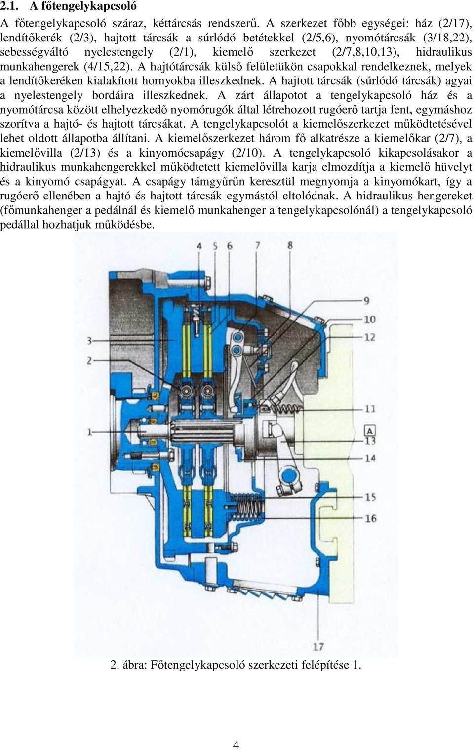 hidraulikus munkahengerek (4/15,22). A hajtótárcsák külsı felületükön csapokkal rendelkeznek, melyek a lendítıkeréken kialakított hornyokba illeszkednek.