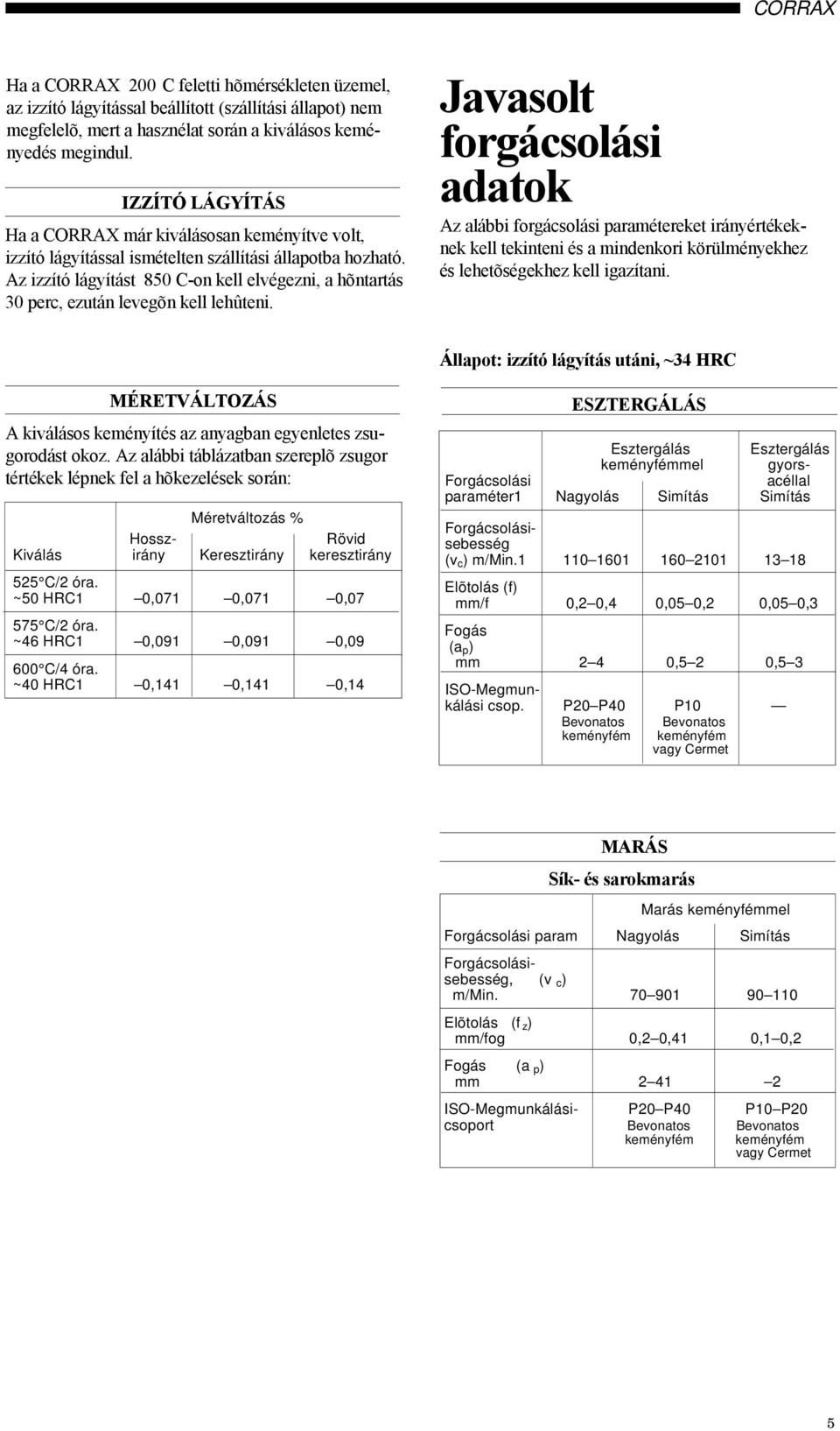 Az izzító lágyítást 850 C-on kell elvégezni, a hõntartás 30 perc, ezután levegõn kell lehûteni.