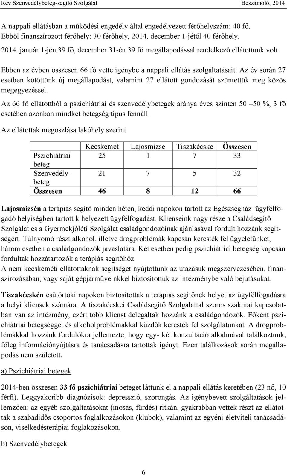 Az év során 27 esetben kötöttünk új megállapodást, valamint 27 ellátott gondozását szüntettük meg közös megegyezéssel.