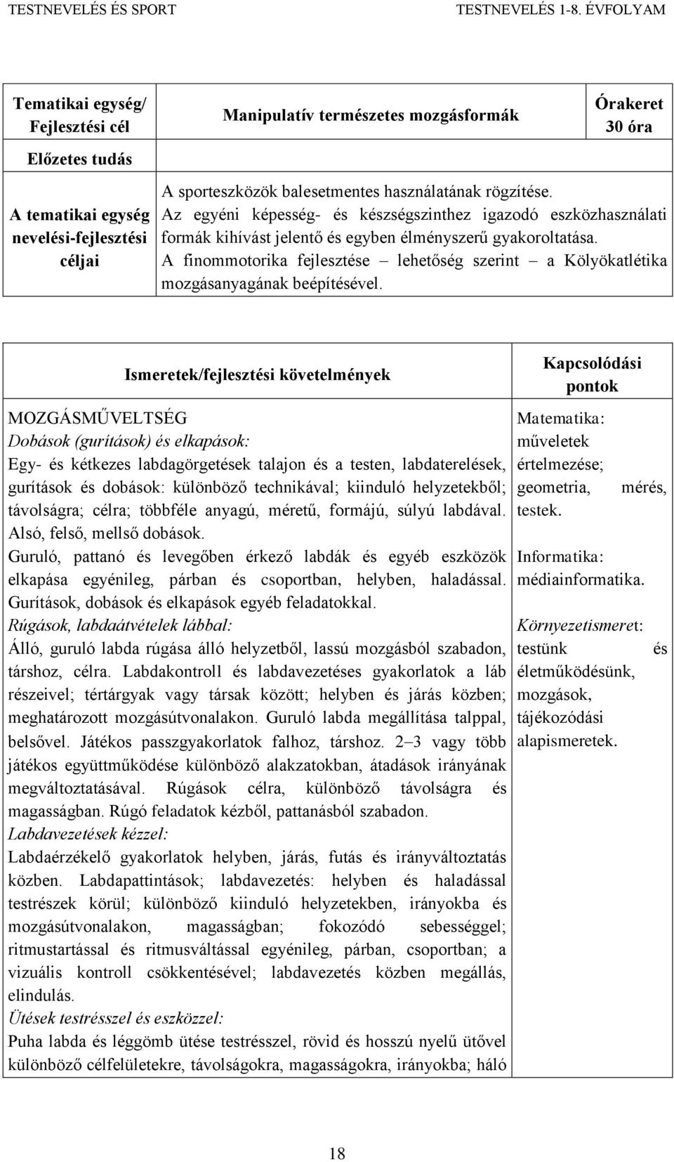 A finommotorika fejlesztése lehetőség szerint a Kölyökatlétika mozgásanyagának beépítésével.