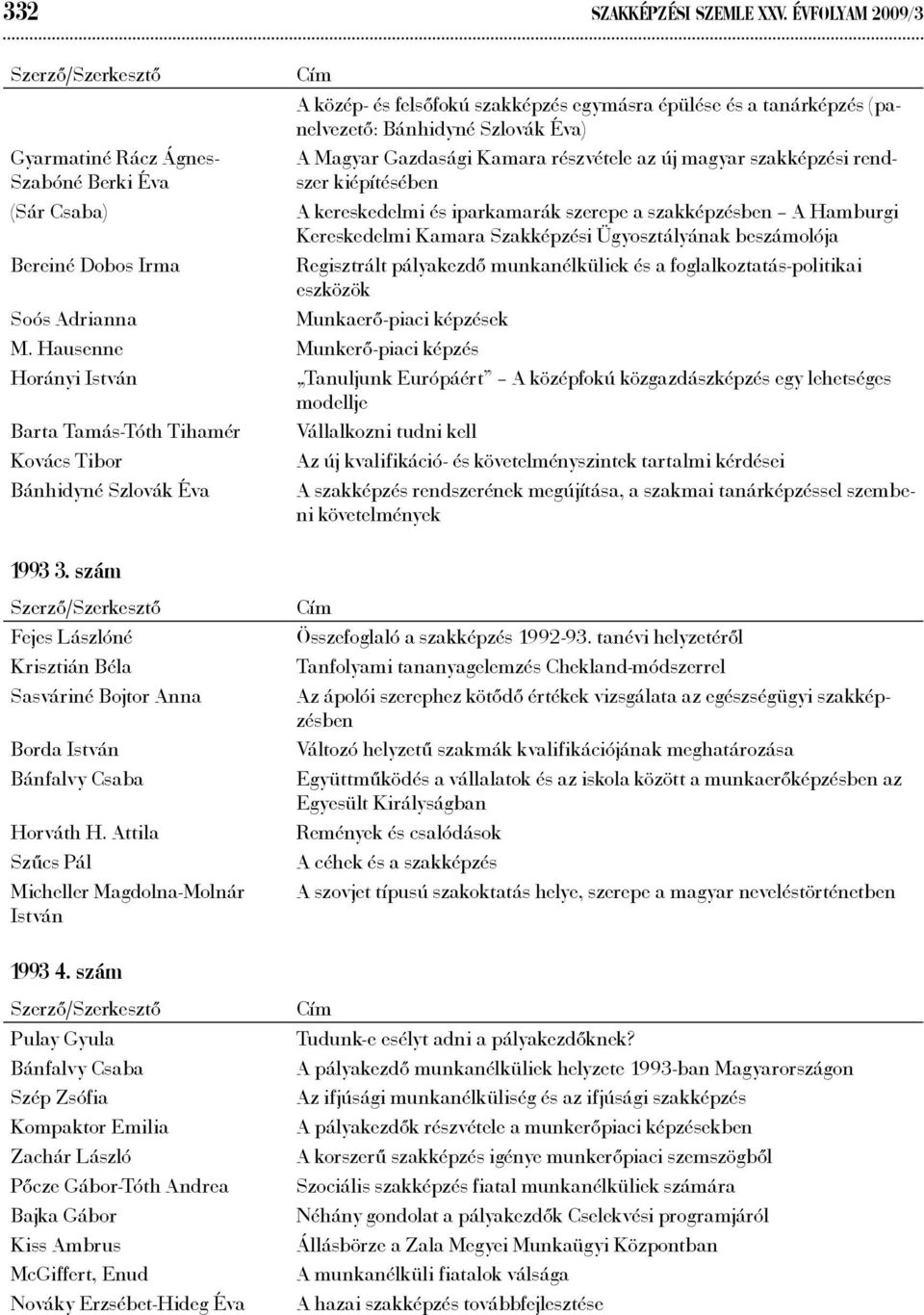 szakképzési rendszer kiépítésében Szabóné Berki Éva (Sár Csaba) A kereskedelmi és iparkamarák szerepe a szakképzésben A Hamburgi Kereskedelmi Kamara Szakképzési Ügyosztályának beszámolója Bereiné