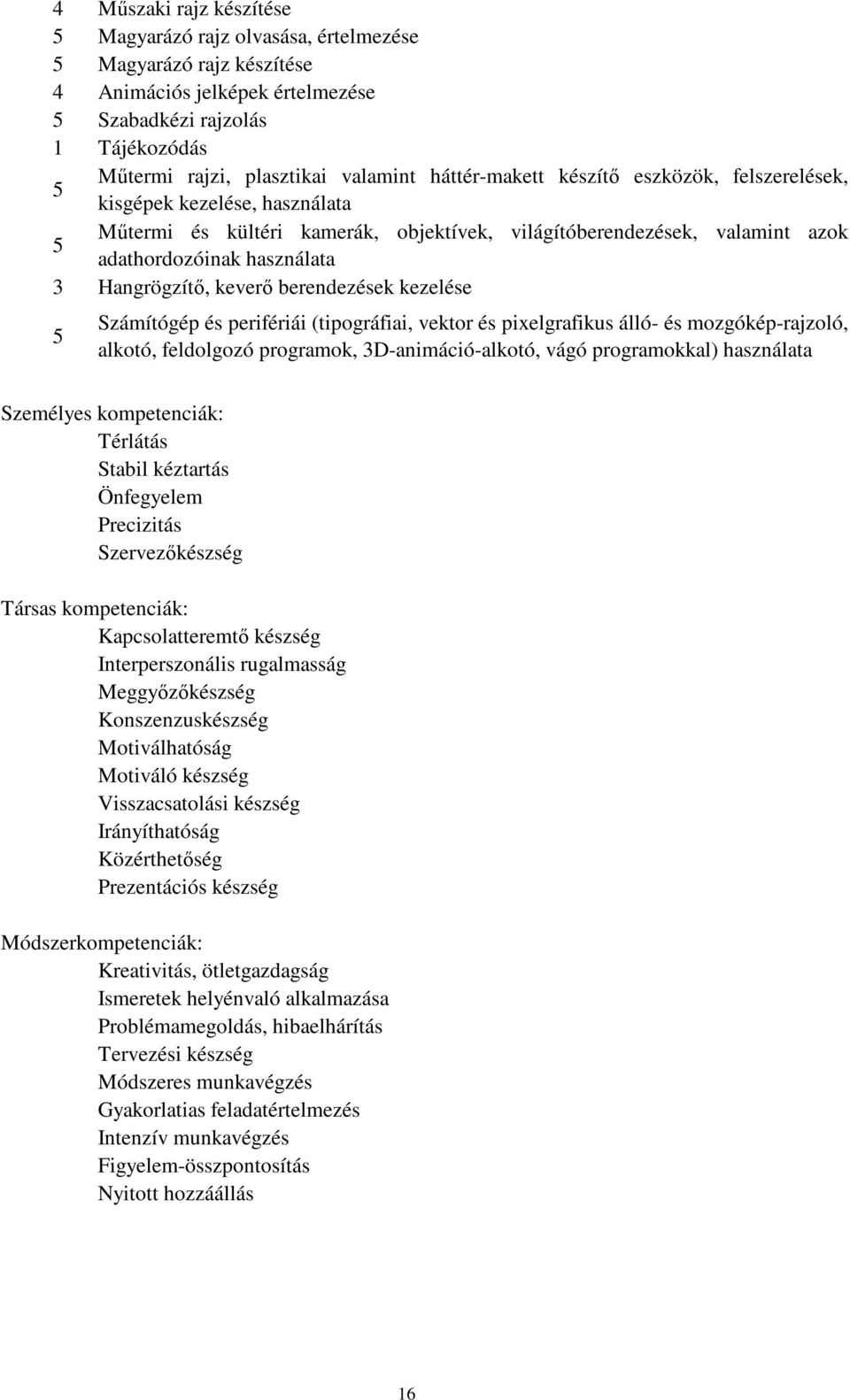 keverő berendezések kezelése 5 Számítógép és perifériái (tipográfiai, vektor és pixelgrafikus álló- és mozgókép-rajzoló, alkotó, feldolgozó programok, 3D-animáció-alkotó, vágó programokkal)