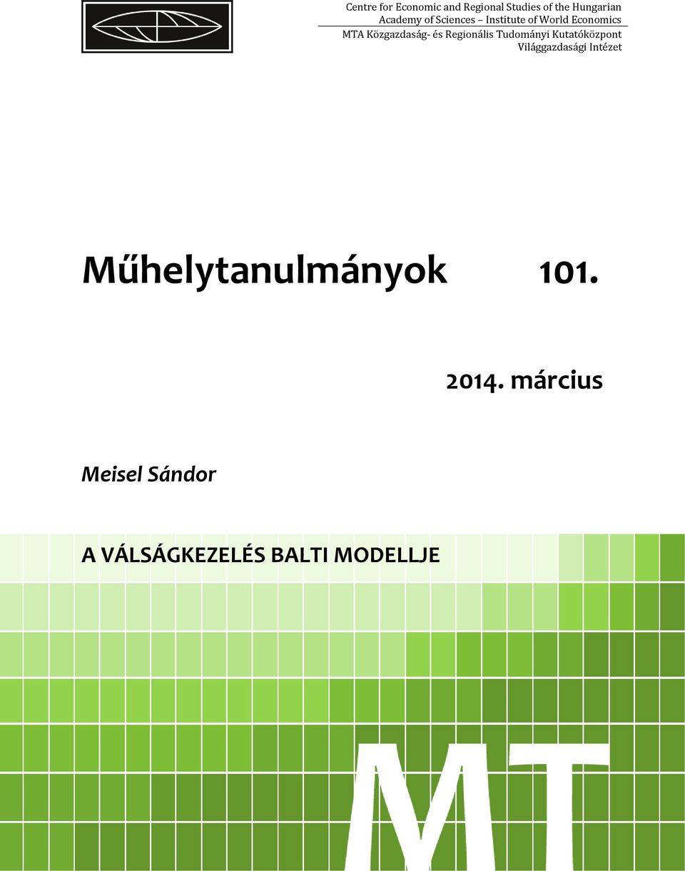 Regionális Tudományi Kutatóközpont Világgazdasági Intézet