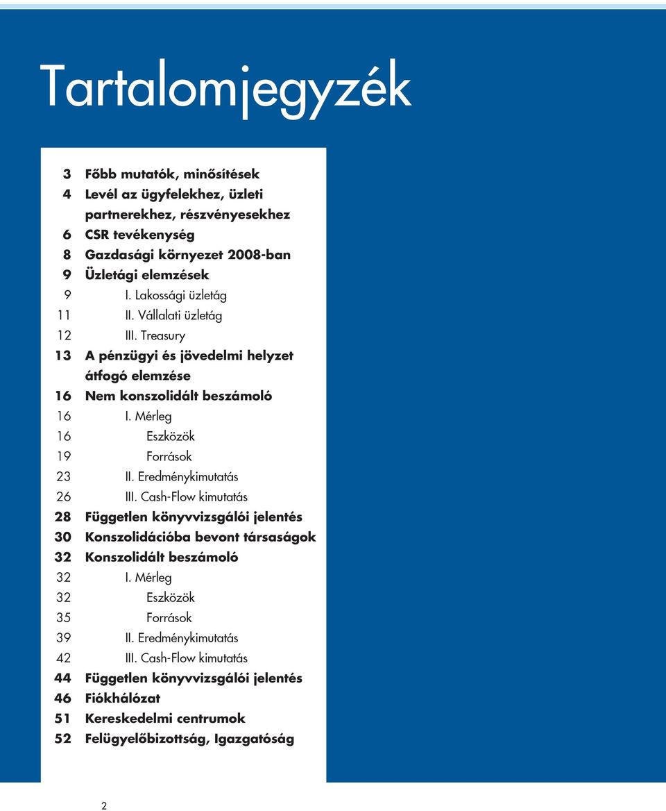 Treasury A pénzügyi és jövedelmi helyzet átfogó elemzése Nem konszolidált beszámoló I. Mérleg Eszközök Források II. Eredménykimutatás III.