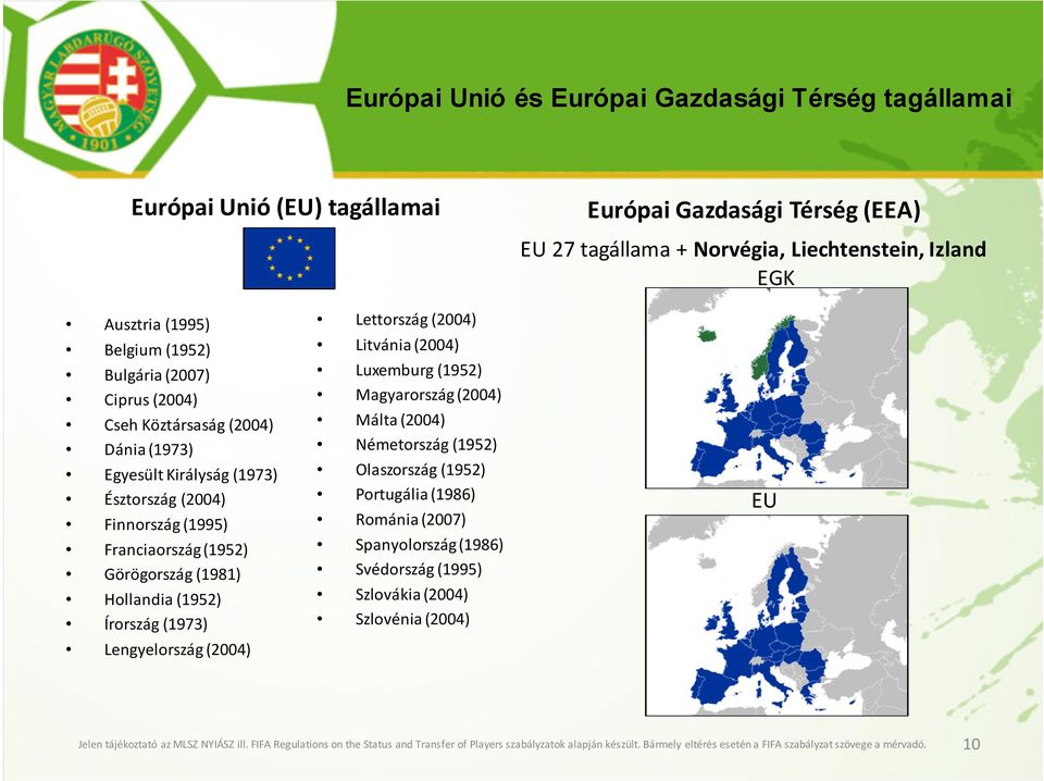 (1973) Lengyelország (2004) Lettország (2004) Litvánia (2004) Luxemburg (1952) Magyarország (2004) Málta (2004) Németország (1952) Olaszország (1952) Portugália (1986) Románia (2007) Spanyolország