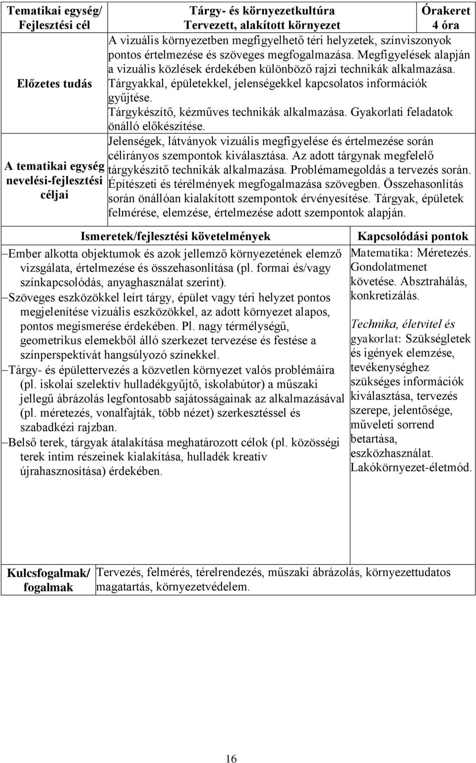 Tárgyakkal, épületekkel, jelenségekkel kapcsolatos információk gyűjtése. Tárgykészítő, kézműves technikák alkalmazása. Gyakorlati feladatok önálló előkészítése.