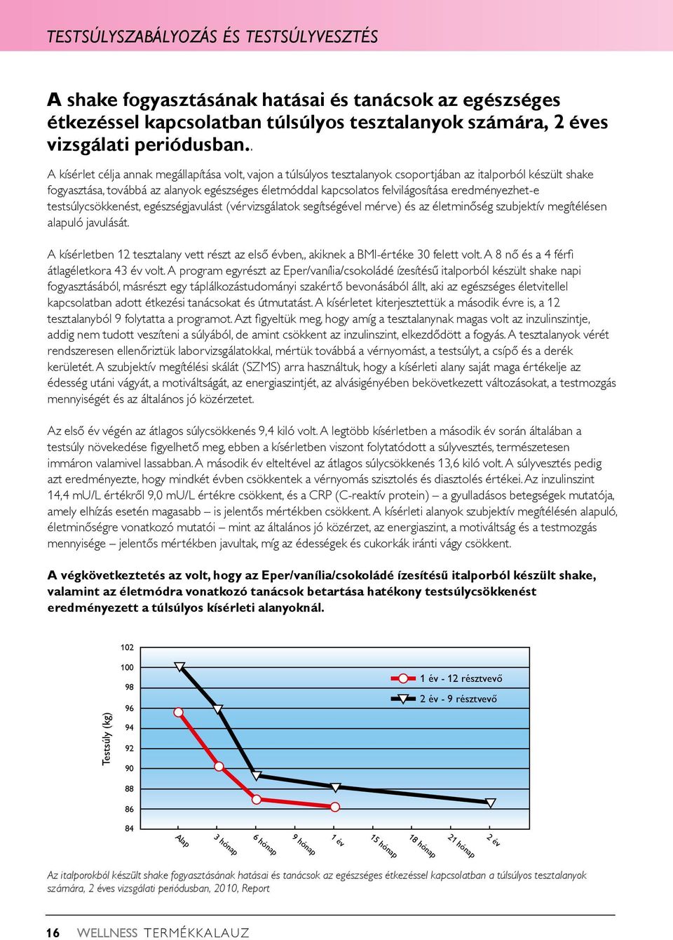 eredményezhet-e testsúlycsökkenést, egészségjavulást (vérvizsgálatok segítségével mérve) és az életminőség szubjektív megítélésen alapuló javulását.