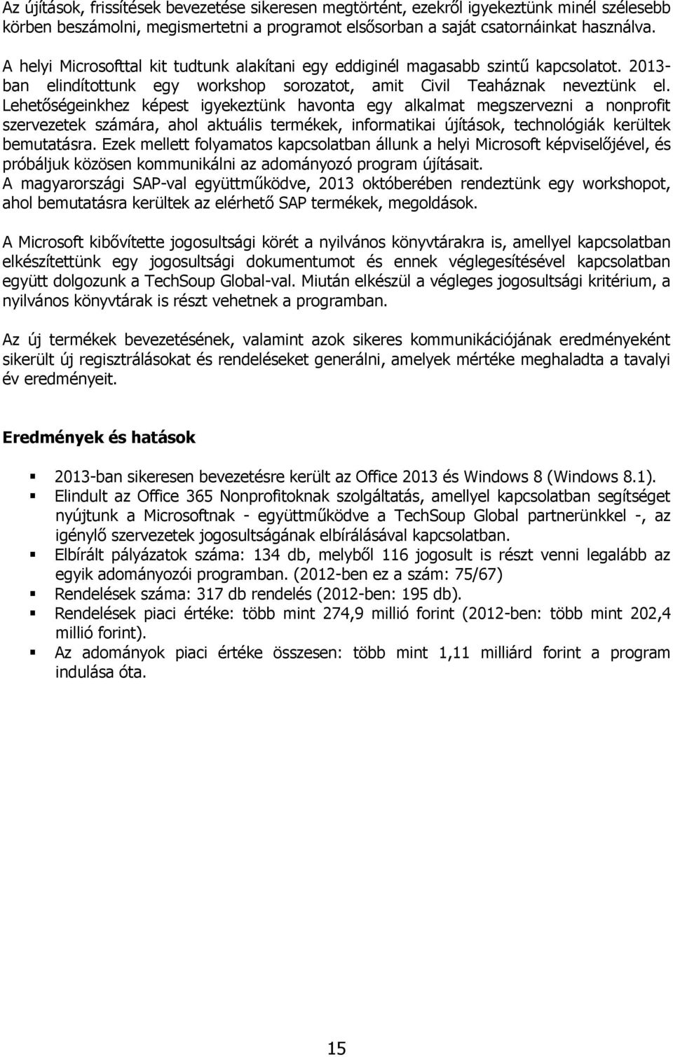 Lehetőségeinkhez képest igyekeztünk havonta egy alkalmat megszervezni a nonprofit szervezetek számára, ahol aktuális termékek, informatikai újítások, technológiák kerültek bemutatásra.