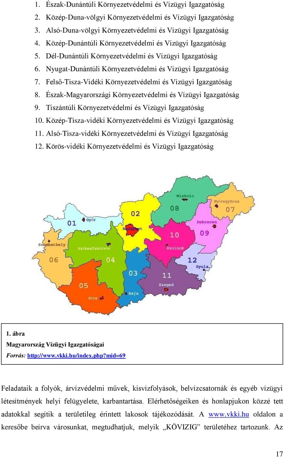 Felső-Tisza-Vidéki Környezetvédelmi és Vízügyi Igazgatóság 8. Észak-Magyarországi Környezetvédelmi és Vízügyi Igazgatóság 9. Tiszántúli Környezetvédelmi és Vízügyi Igazgatóság 10.