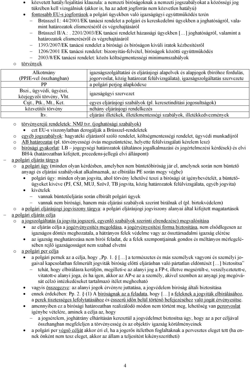 : 44/2001/EK tanácsi rendelet a polgári és kereskedelmi ügyekben a joghatóságról, valamint határozatok elismeréséről és végrehajtásáról Brüsszel II/A.:. 2201/2003/EK tanácsi rendelet házassági