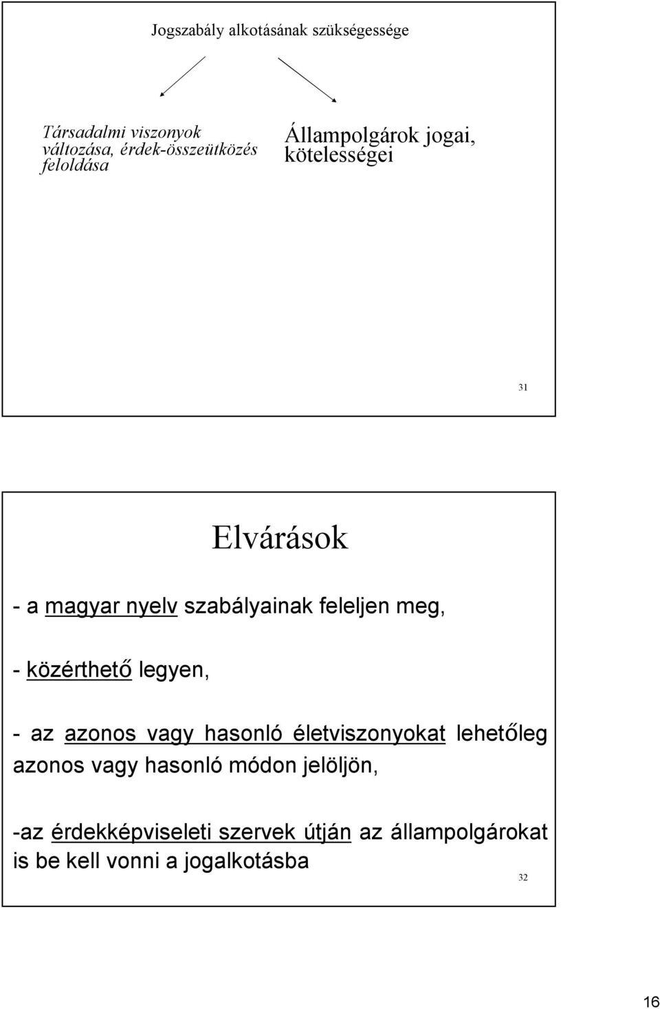 meg, - közérthető legyen, - az azonos vagy hasonló életviszonyokat lehetőleg azonos vagy hasonló