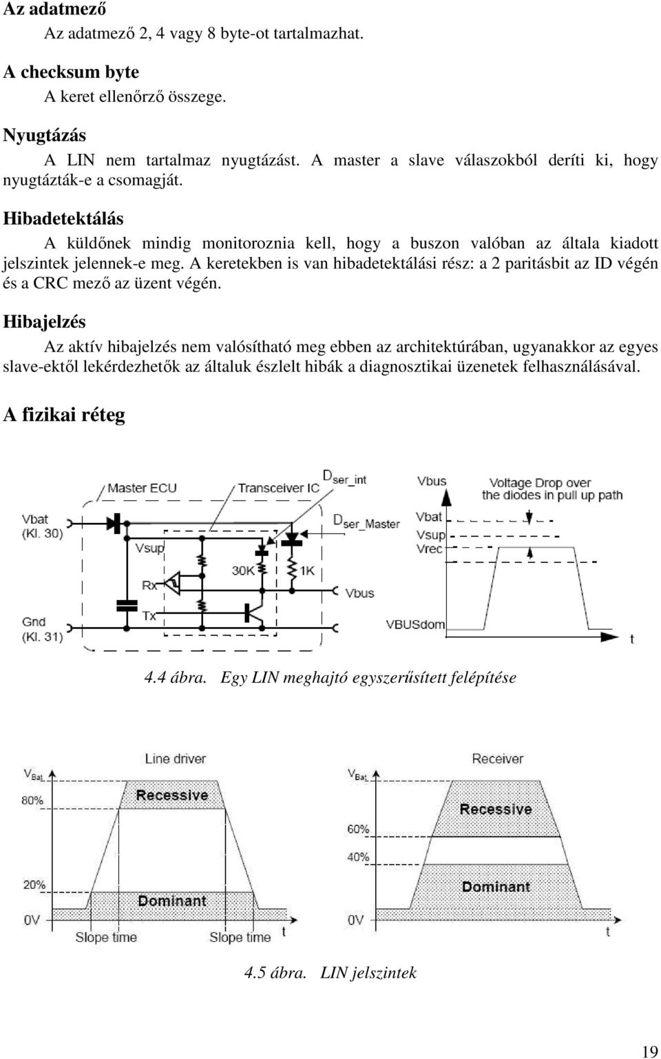 Hibadetektálás A küldınek mindig monitoroznia kell, hogy a buszon valóban az általa kiadott jelszintek jelennek-e meg.