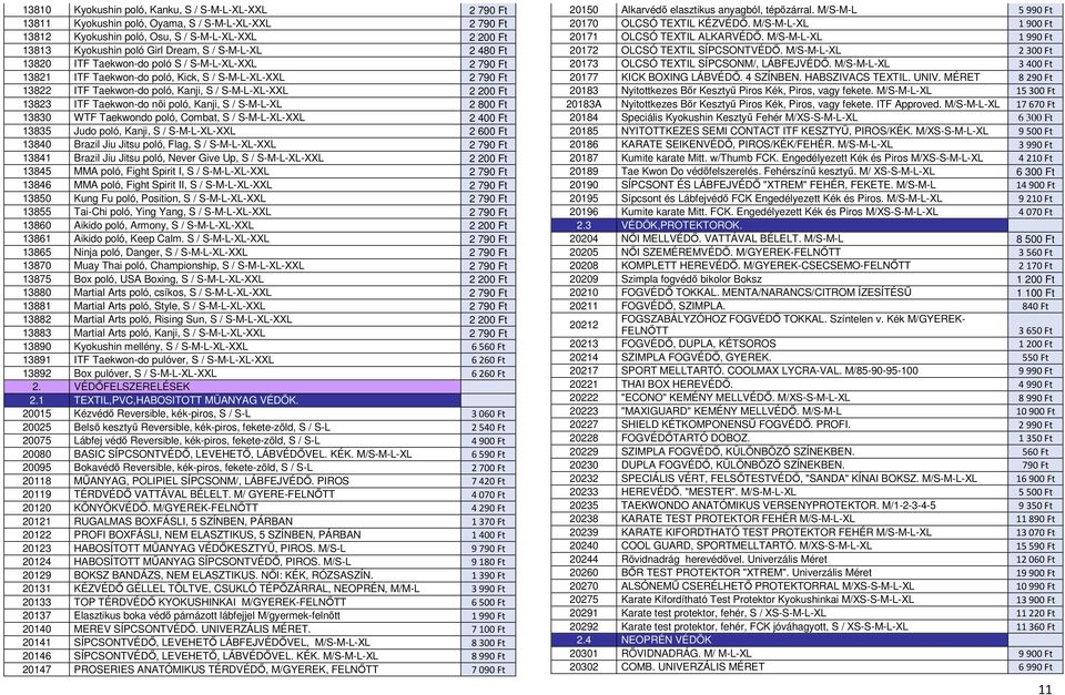 Taekwon-do női poló, Kanji, S / S-M-L-XL 2 800 Ft 13830 WTF Taekwondo poló, Combat, S / S-M-L-XL-XXL 2 400 Ft 13835 Judo poló, Kanji, S / S-M-L-XL-XXL 2 600 Ft 13840 Brazil Jiu Jitsu poló, Flag, S /