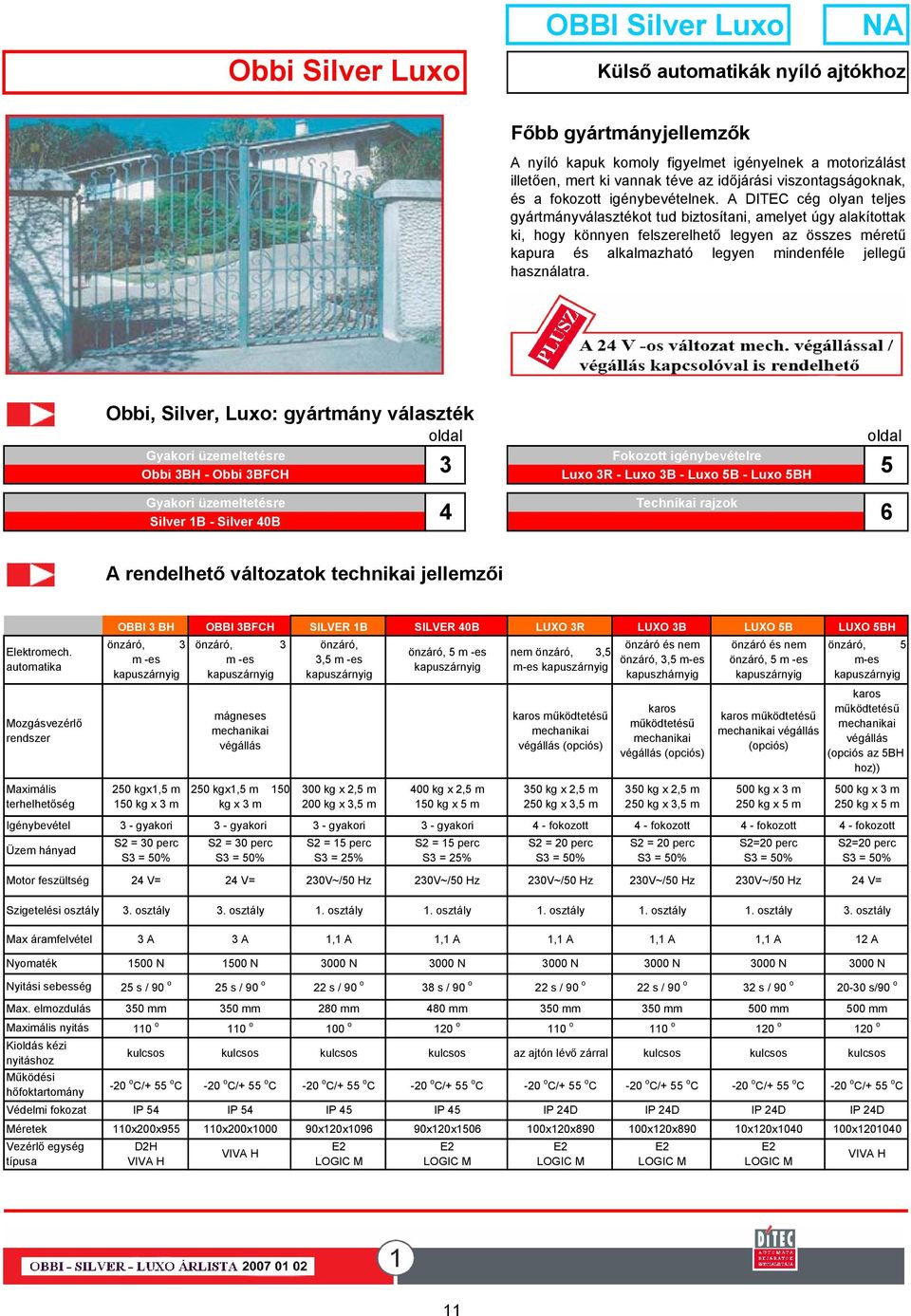 A DITEC cég olyan teljes gyártmányválasztékot tud biztosítani, amelyet úgy alakítottak ki, hogy könnyen felszerelhető legyen az összes méretű kapura és alkalmazható legyen mindenféle jellegű