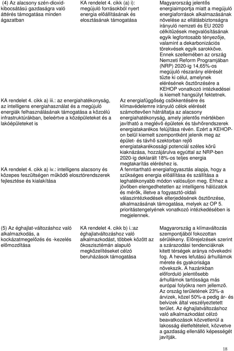 : az energiahatékonyság, az intelligens energiahasználat és a megújuló energiák felhasználásának támogatása a közcélú infrastruktúrákban, beleértve a középületeket és a lakóépületeket is KA rendelet