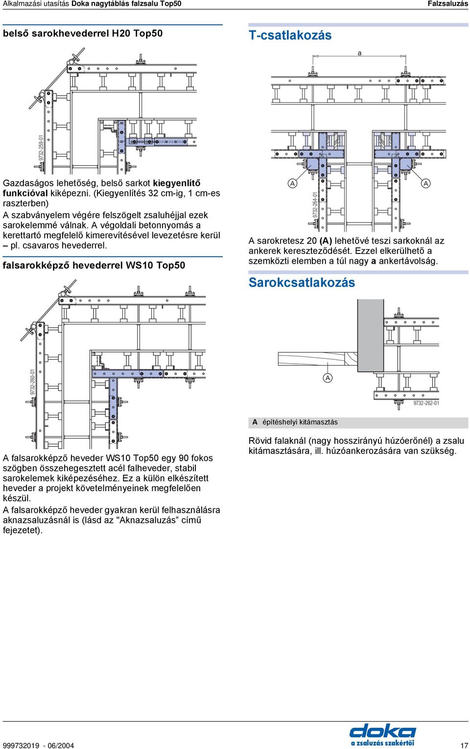 csavaros hevederrel. falsarokképző hevederrel WS10 Top50 9732-264-01 sarokretesz 20 () lehetővé teszi sarkoknál az ankerek kereszteződését.