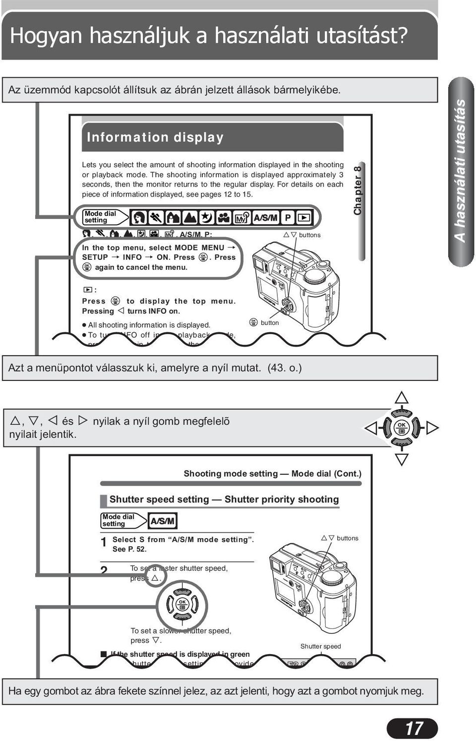 The shooting information is displayed approximately 3 seconds, then the monitor returns to the regular display. For details on each piece of information displayed, see pages 12 to 15.