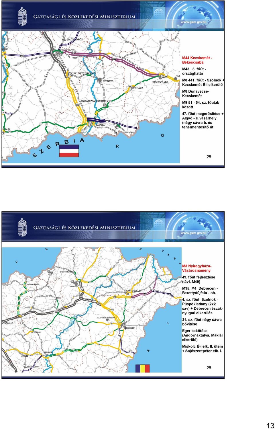fıút fejlesztése (távl. M49) M35, M4 Debrecen - Berettyóújfalu - oh. 4. sz.
