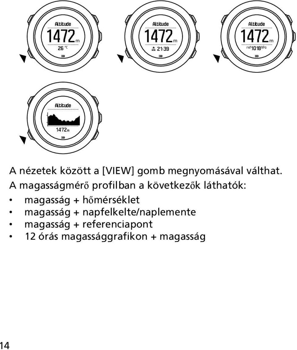 A magasságmérő profilban a következők láthatók: magasság + hőmérséklet