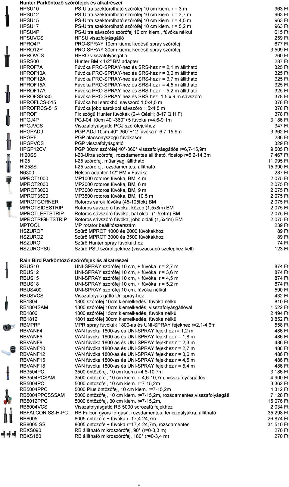 , fúvóka nélkül 615 Ft HPSUVCS HPSU visszfolyásgátló 259 Ft HPRO4P PRO-SPRAY 10cm kiemelkedésű spray szórófej 677 Ft HPRO12P PRO-SPRAY 30cm kiemelkedésű spray szórófej 3 509 Ft HPROVCS HPRO