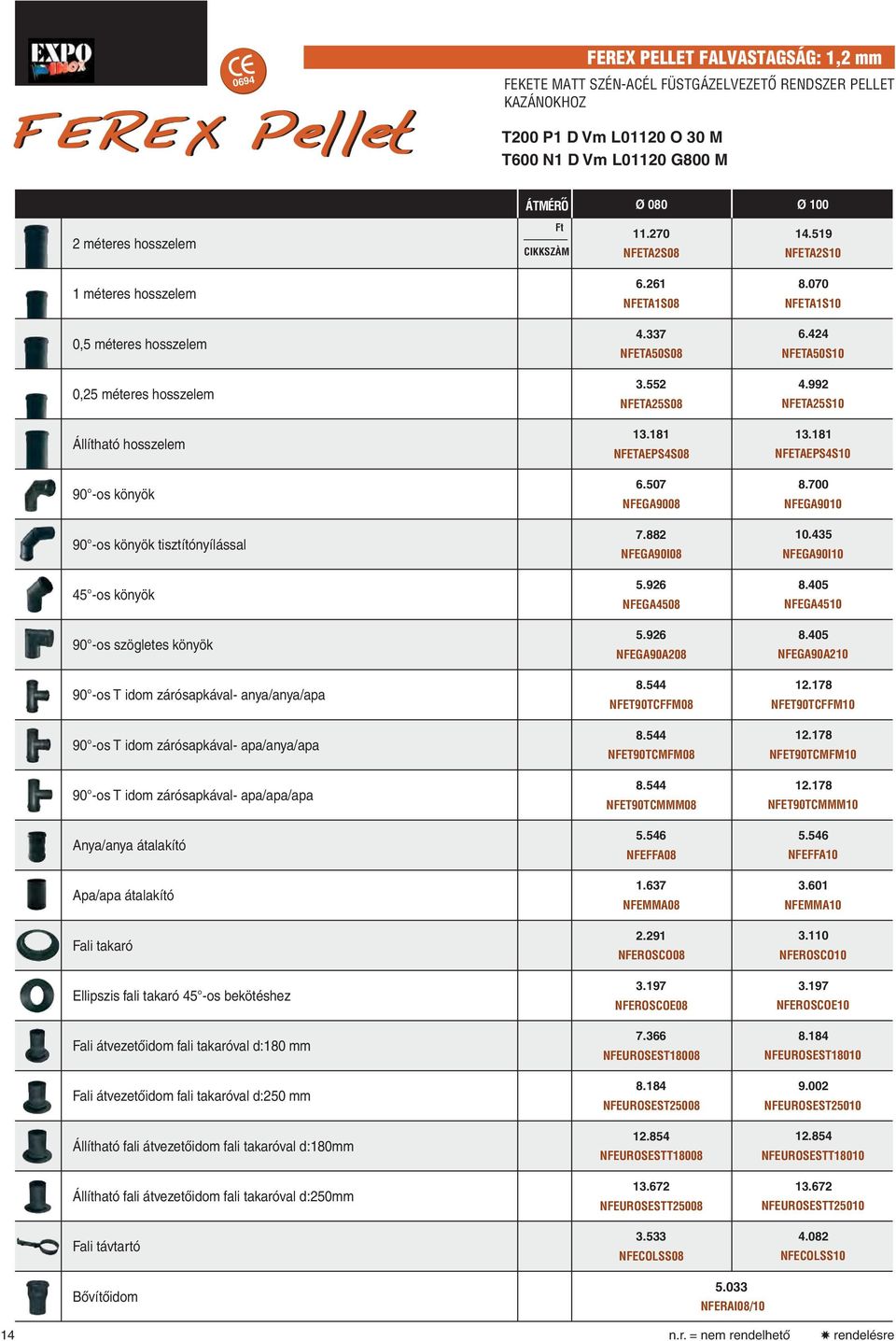 552 NFETA25S08 4.992 NFETA25S10 Állítható hosszelem 13.181 NFETAEPS4S08 13.181 NFETAEPS4S10 90 os könyök 6.507 NFEGA9008 8.700 NFEGA9010 90 os könyök tisztítónyílással 7.882 NFEGA90I08 10.