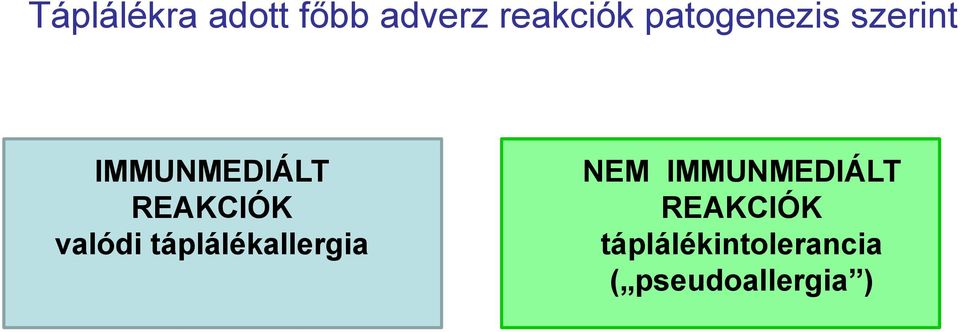 valódi táplálékallergia NEM IMMUNMEDIÁLT