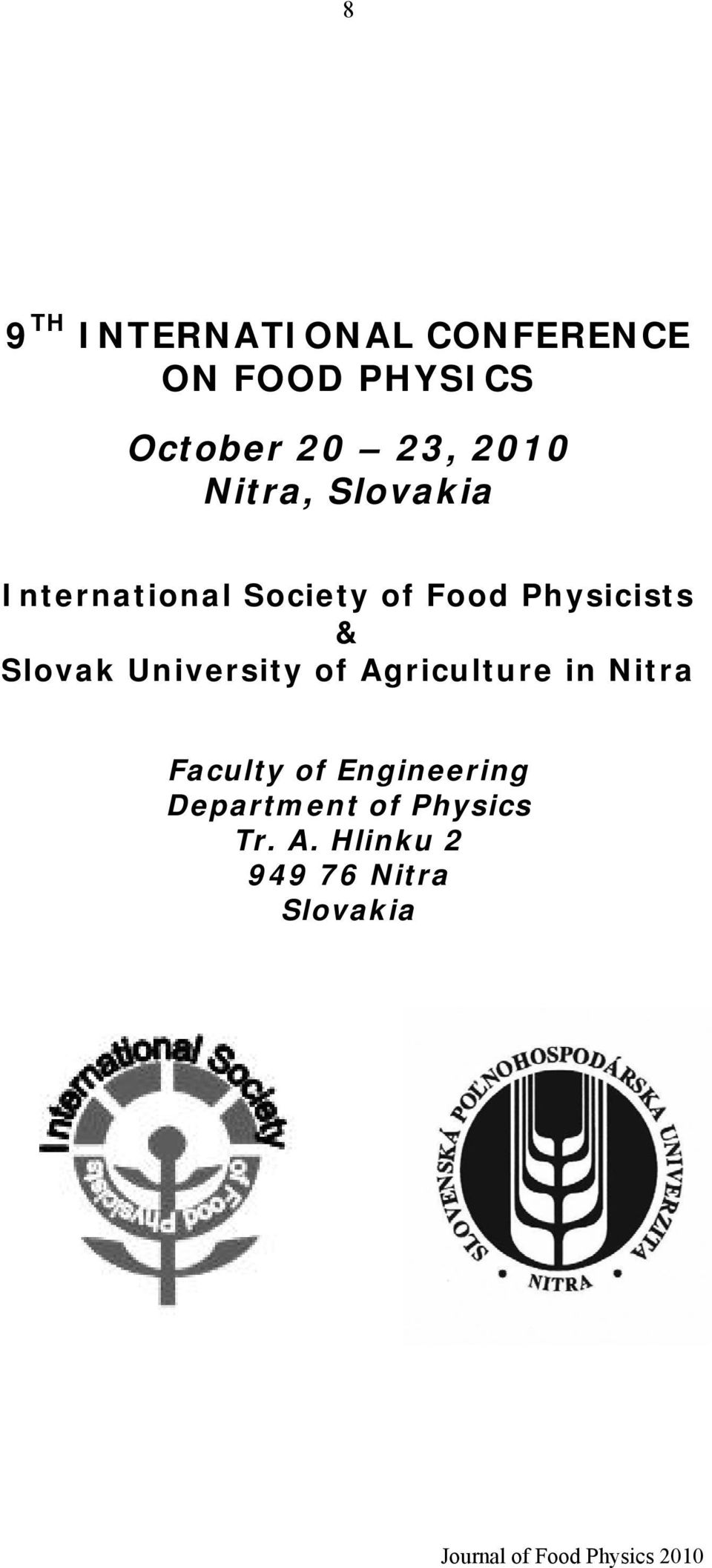 & Slovak University of Agriculture in Nitra Faculty of