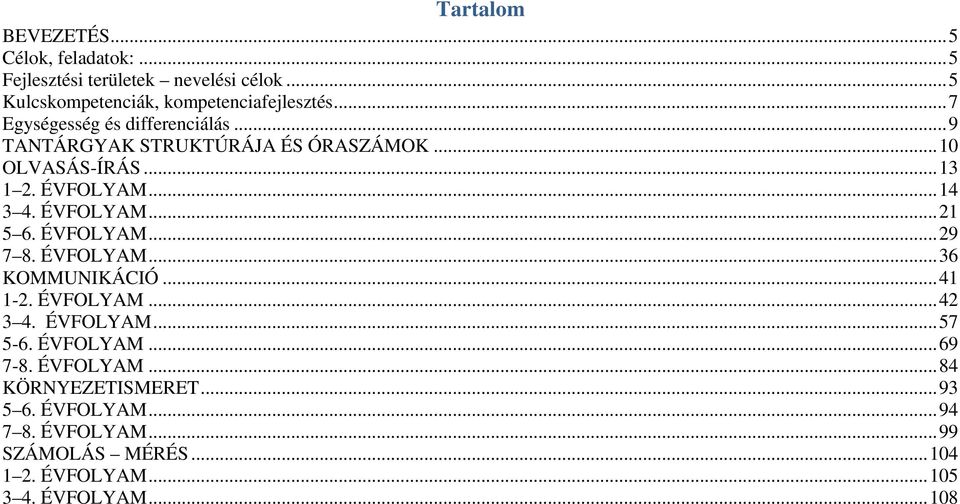 ÉVFOLYAM... 21 5 6. ÉVFOLYAM... 29 7 8. ÉVFOLYAM... 36 KOMMUNIKÁCIÓ... 41 1-2. ÉVFOLYAM... 42 3 4. ÉVFOLYAM... 57 5-6. ÉVFOLYAM... 69 7-8.
