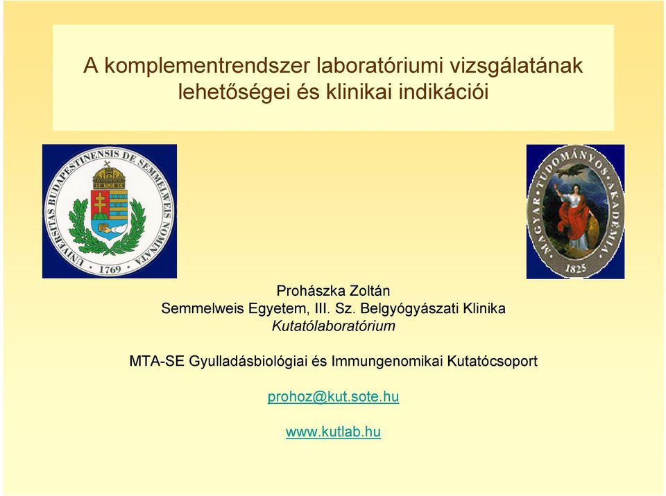 Belgyógyászati Klinika Kutatólaboratórium MTA-SE